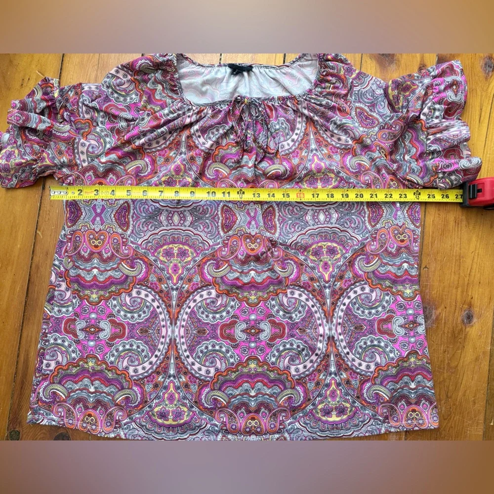 Tacera Pink and Purple Paisley Blouse - Picture 7 of 10
